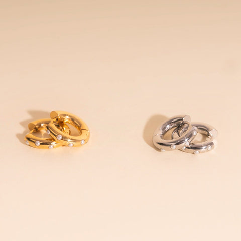 Pearl Chunky Rounded Huggie Hoop Earrings