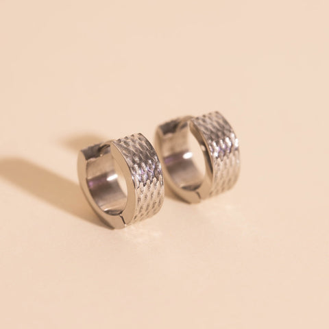 Basketweave Super Chunky Huggie Hoop Earrings