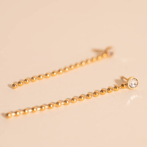 Crystal Bead Chain Stud Earrings