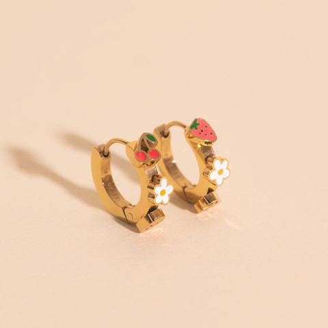 Berry Sweet 3D Huggie Hoop Earrings