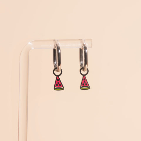Mini Watermelon Huggie Hoop Charms