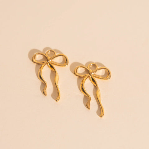 Ribbon Bow Huggie Hoop Charms