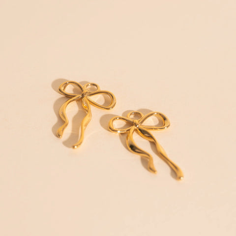 Ribbon Bow Huggie Hoop Charms