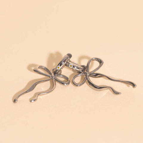 Ribbon Bow Huggie Hoop Charms