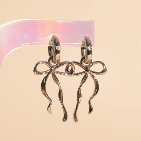Ribbon Bow Huggie Hoop Charms
