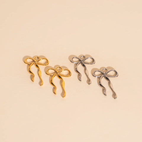 Ribbon Bow Huggie Hoop Charms