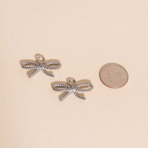 Rope Bow Huggie Hoop Charms