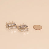 Stacked Rope Bow Oblong 3D Huggie Hoop Earrings
