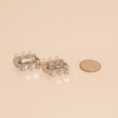 Stacked Rope Bow Oblong 3D Huggie Hoop Earrings