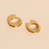Hammered Chunky Rounded Huggie Hoop Earrings