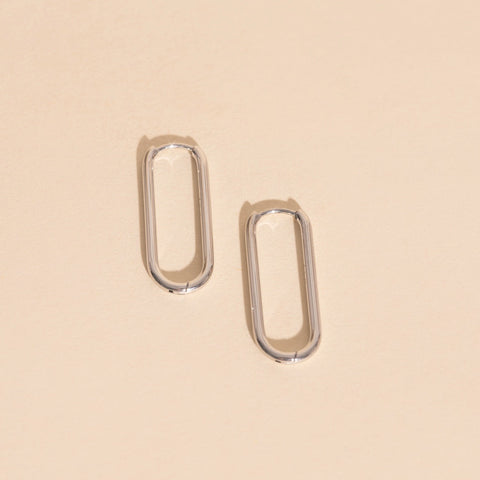 Thinny Rectangle Rounded Huggie Hoop Earrings