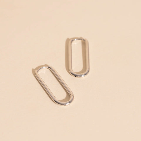 Thinny Rectangle Rounded Huggie Hoop Earrings