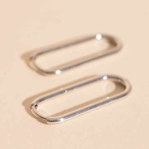 Thinny Rectangle Rounded Huggie Hoop Earrings