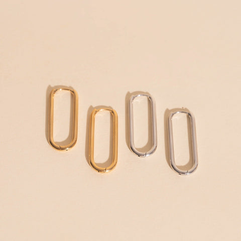 Thinny Rectangle Rounded Huggie Hoop Earrings