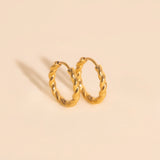 Twisted Rope Rounded Huggie Hoop Earrings