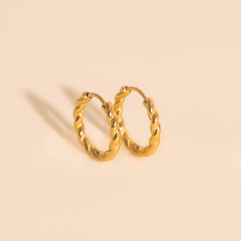 Twisted Rope Rounded Huggie Hoop Earrings