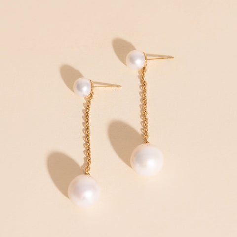 Pearl Line Stud Earrings