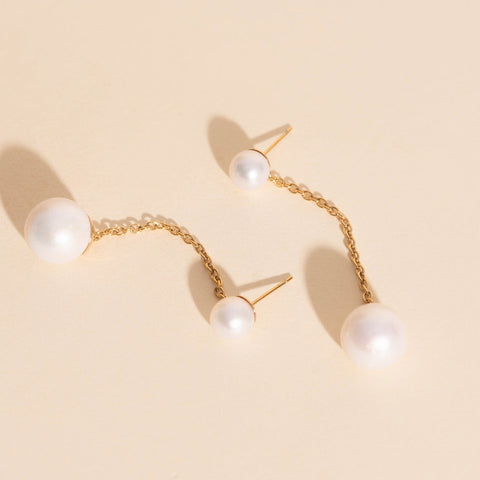 Pearl Line Stud Earrings