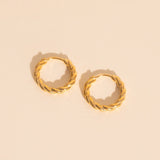 Twisted Rope Rounded Huggie Hoop Earrings