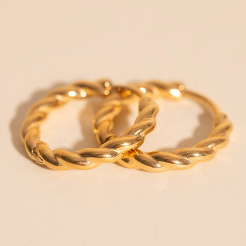 Twisted Rope Rounded Huggie Hoop Earrings