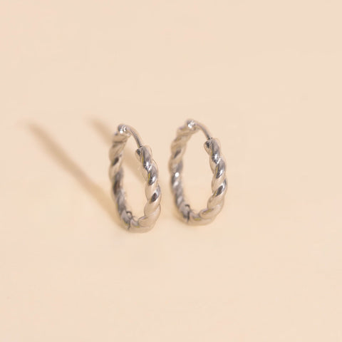 Twisted Rope Rounded Huggie Hoop Earrings