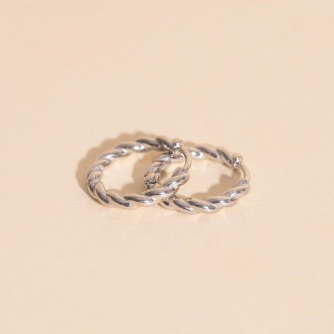 Twisted Rope Rounded Huggie Hoop Earrings