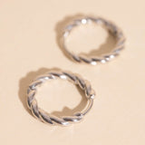 Twisted Rope Rounded Huggie Hoop Earrings