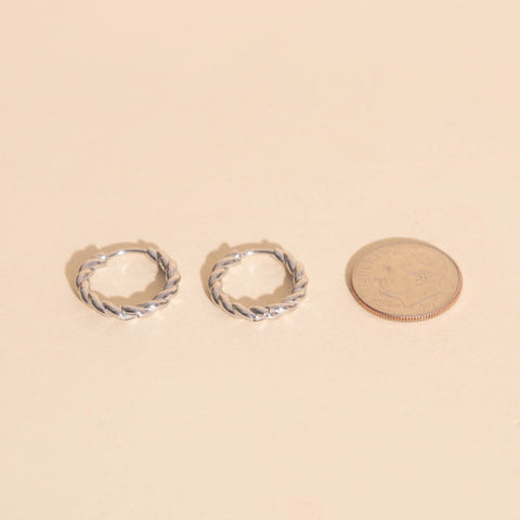 Twisted Rope Rounded Huggie Hoop Earrings