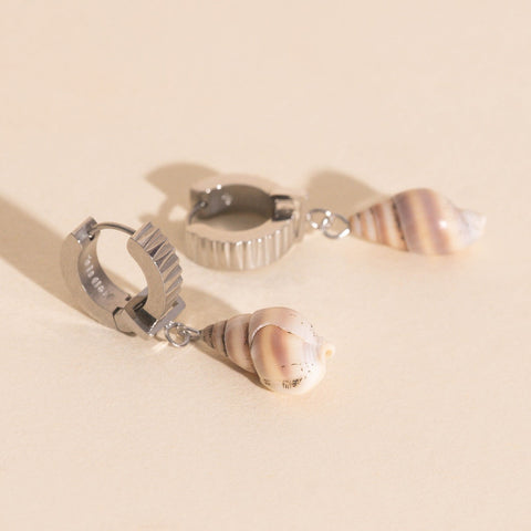 Spiral Shell Chunky Huggie Hoop Charms