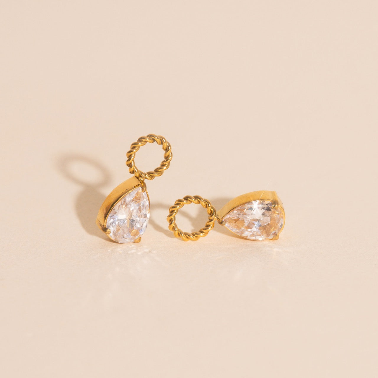 Crystal Pear Huggie Hoop Charms