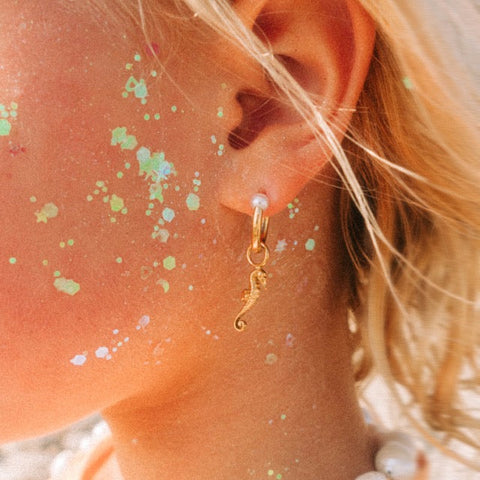 Pearl Huggie Hoop Earrings