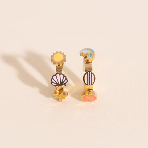 Beach 3D Huggie Hoop Earrings