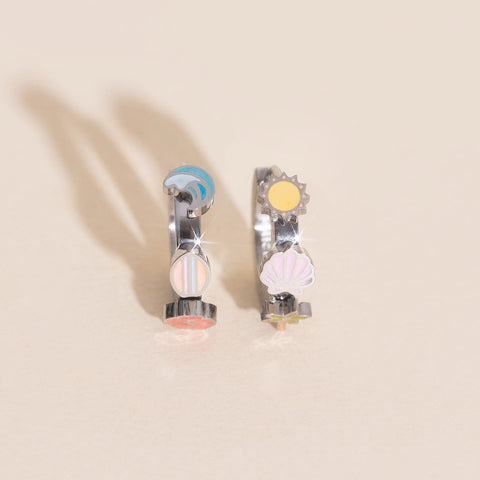 Beach 3D Huggie Hoop Earrings