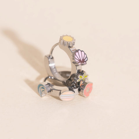 Beach 3D Huggie Hoop Earrings