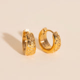 Heirloom Etch Teardrop Super Chunky Huggie Hoop Earrings