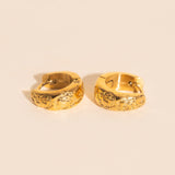 Heirloom Etch Teardrop Super Chunky Huggie Hoop Earrings