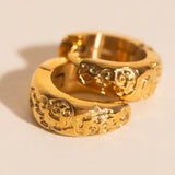 Heirloom Etch Teardrop Super Chunky Huggie Hoop Earrings