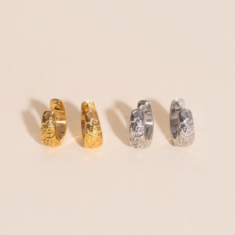 Heirloom Etch Teardrop Super Chunky Huggie Hoop Earrings