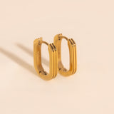 Oblong Line Huggie Hoop Earrings