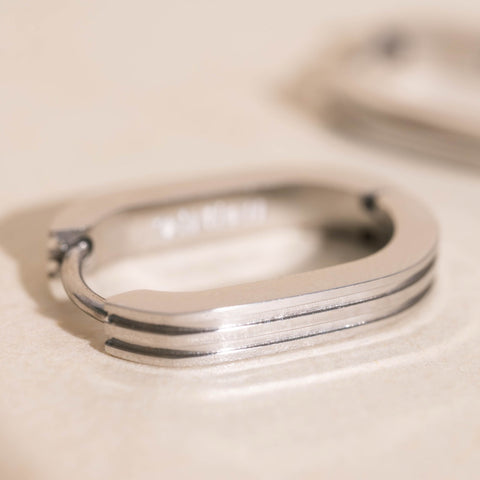 Oblong Line Huggie Hoop Earrings