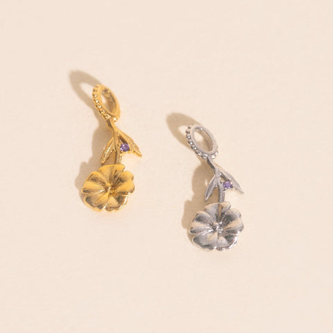 February Violet Birth Flower Necklace Charm