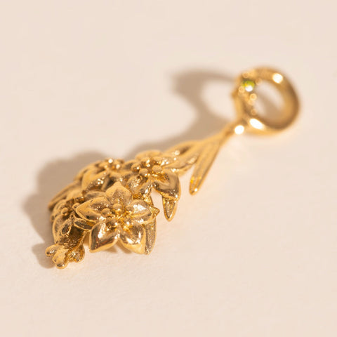 August Gladiolus Birth Flower Necklace Charm