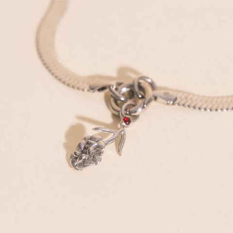 January Carnation Birth Flower Necklace Charm