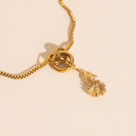 September Aster Birth Flower Necklace Charm