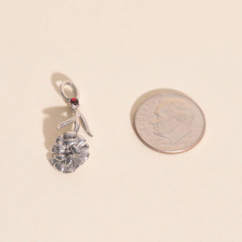 January Carnation Birth Flower Necklace Charm