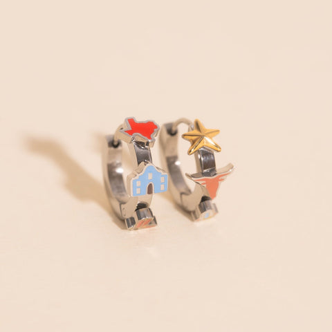 Texas 3D Huggie Hoop Earrings