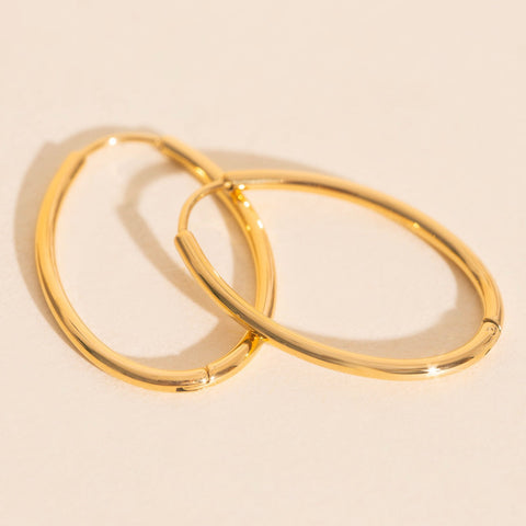 Oval Rounded Huggie Hoop Earrings