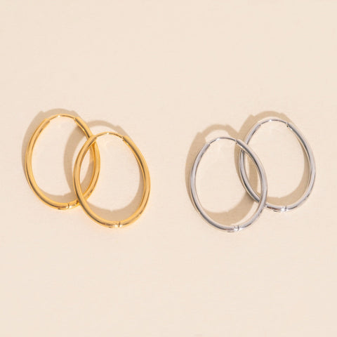 Oval Rounded Huggie Hoop Earrings