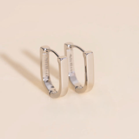 Titanium Smooth Stirrup Chunky Huggie Hoop Earrings