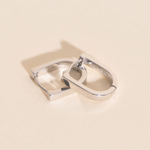 Titanium Smooth Stirrup Chunky Huggie Hoop Earrings